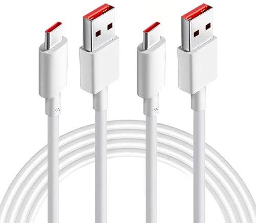 BosuLai 2 Pièces 120W 6A Cable USB C Charge Rapide, 6A Câble USB Type C pour Recharge de 2m, Câble Hyper Charge Transfert 480 Mbps pour 13 13T Pro, 12T Pro, 12T, 11TPro Note et Autres