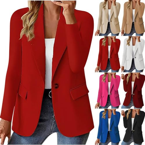 Genérico Blazer de Mujer Casual – Saco Largo de Manga Larga con Botón y Estilo Elegant