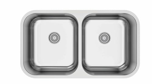 Cata Évier de cuisine bas plan 2 bacs CB-2 /B carré 79 x 46 cm Profondeur 20 cm Fond absorbant Acier inoxydable Accessoires inclus Couleur grise