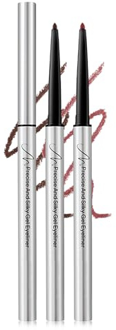 Brown+Burgundy Gel Eyeliner for Older Women, Retractable Waterline Eyeliner Waterproof Smudge-Proof Long Lasting, Matte Cream Eye Liner Pencil, Intense Color Eye Liner for Mature Women Sensitive Eyes