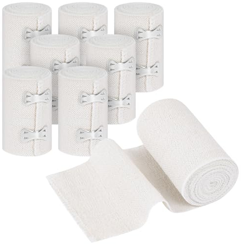 Fefod Bende Elastiche per Bendaggi, 8 Rotoli Benda Elastica Autoadesiva con Clip in Metallo, Bendaggio a Compressione Sportivo Riutilizzabili, per Mani, Piedi, Ginocchia, Pet Wrap (7.5cm x 4.5m)