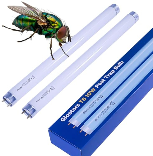 Glostars T8 F10W BL UV-ersättningsrör för elektrisk insekticid, självlysande rör 34,5 cm svartljus för myggfälla/flugfälla 20W - set med 2