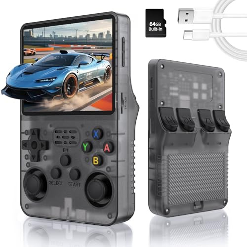 Gecool R36S Retro Handheld Game Console - 3.5 IPS Display, 3500mAh Battery, Preloaded with 40,000+ Classic Games, Supports 30+ Emulators, Open-Source Linux System, for Teens & Adults（Black）