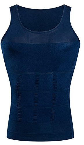 BaronHong Kompressionströja för Gynekomasti, väst för att dölja manliga bröst, slimmande shapewear som plattar hela magen, Mörkblå, XXL