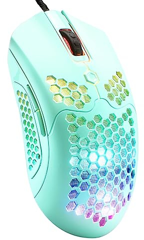 Mouse da gioco leggero cablato 65G, mouse da gioco USB retroilluminato 26 RGB e driver programmabile a 7 pulsanti, 12000DPI, con guscio ultraleggero a nido d'ape modello O per PC Gamers, Xbox, PS4