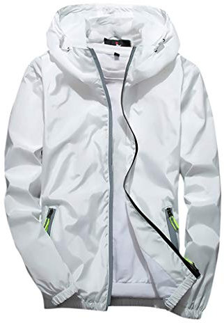 Generisch Herren-Jacken, Wasserdicht Atmungsaktiv Leichte Regenmantel Mit Kapuze Windbreaker Outdoorjacke Für Männer Fahrrad Regenjacke Herbstjacke Leicht Rain Coat (4XL, White)