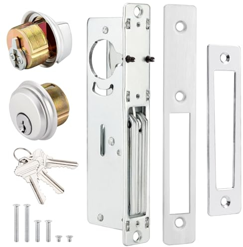 MaxxGeek Storefront Mortise Door Lock Commercial Mortise Lock with Lock Cylinder Double Cylinder Deadbolt Lock Set (1-1/8 Backset)