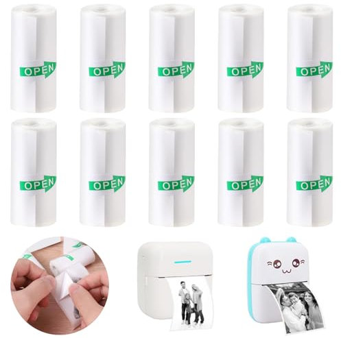 Mini Drucker Papier Selbstklebend Thermopapier für Kinder Mini Thermal Pinter Papier Kinderkamera Thermodrucker Thermorollen 57 x 25mm 10 Rollen