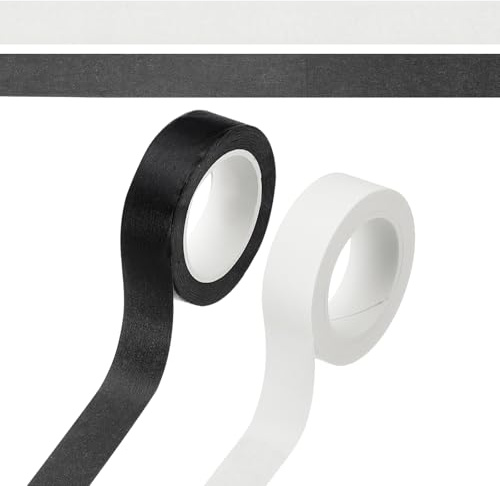PATIKIL 33 Yard Washi-tejp, färgglad dekorativ självhäftande maskettejp för gör-det-själv hantverk, presentförpackning, journalplanerare, svart/vit