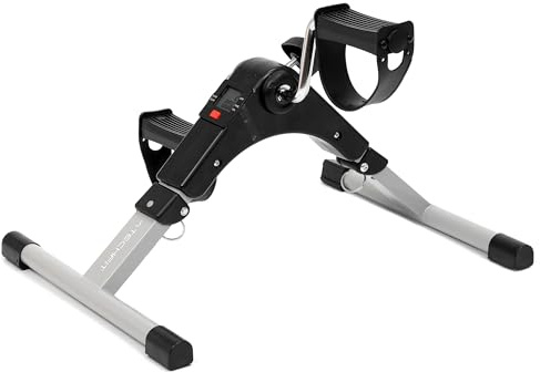 Techfit Mini Vélo d'Appartement Pliable Portable 2,35 kg - Exercice Bras Jambes Réglable 5 Niveaux Résistance Mécanique Écran LCD Antidérapant pour Personnes Âgées Bureau Maison 1 Unité