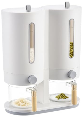 Générique Distributore di riso | Contenitore Sigillato di Distribuzione a Pressione da 5 kg,Contenitore Distributore di Cereali A 2 Scomparti | per Sala da Pranzo Cucina Ufficio Cereali Soia