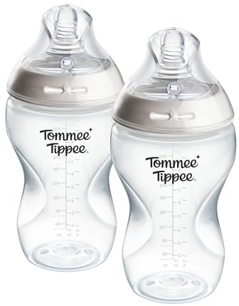 Tommee Tippee Biberons, Biberon Anti-colique Natural Start, 340ml, lot de 2 avec tétine à débit moyen imitant la forme du sein pour une prise en bouche naturelle