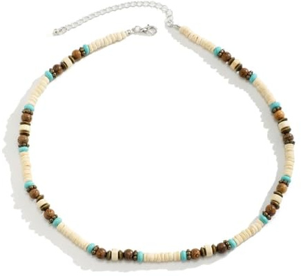 YEAMLTE Collar Surfero Hombre, Collares De Playa Surf, Collar de Surfista, Surfista con Cuentas De Coco, Caparazón Bohemio, Collar Hombre Verano, para las Vacaciones en la Playa (B)