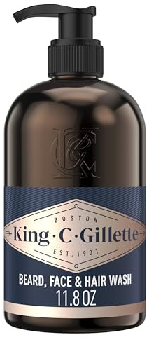 King C. Gillette Beard Wash, Mens Face Wash, 11 oz, Infused with Argan Oil and Avocado Oil to Cleanse Hair and Skin