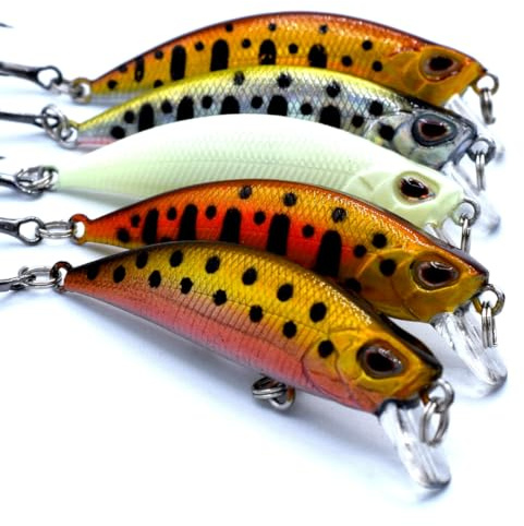 trifyd ® - Poisson Nageur Truite 6cm, Le Pack de 5 leurres de pêche