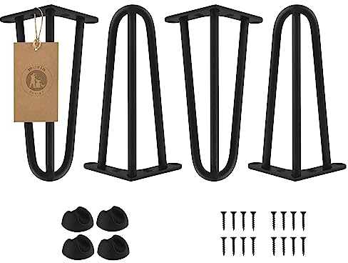 MoriaDesign Möbelfüße 4er Set Hairpin Legs aus Metall - 30 cm - Schwarz - Höhenverstellbar - Tischbeine für Schrank, Hocker, Nachttisch, Couchtisch - Robust industrielles Design