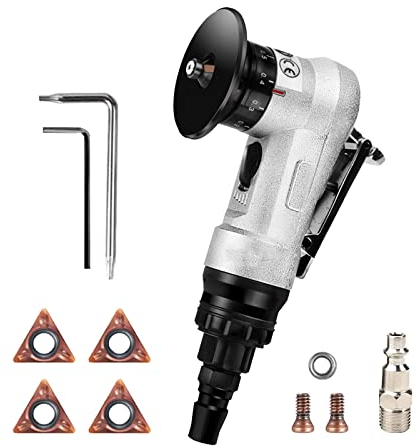 Pneumatische Anfasmaschine, Pneumatische Fasenmaschine Mini 45° Arc Burr Trimming 30000 U/min 1/4 Zoll Handabgeschrägte Maschine für Gerade Kante/Arc Trimmen und Entgraten