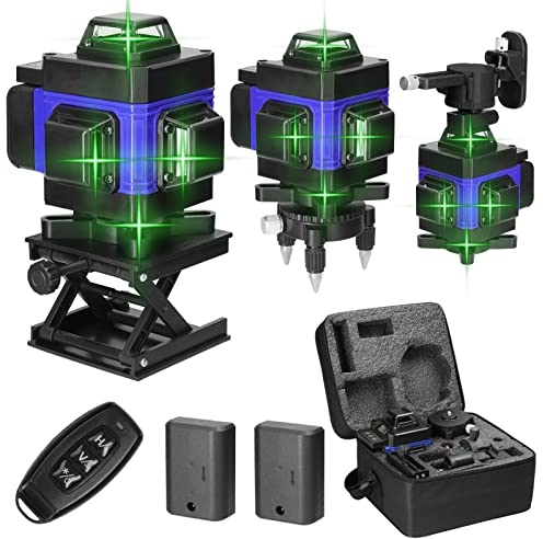 Mulcort Multifunzionale 4D 16 Linee Laser Livello 3° Macchina Autolivellante Strumento di Livellamento Batteria Al Litio Ricaricabile USB con Linee di Inclinazione Orizzontali Verticali（Blu）