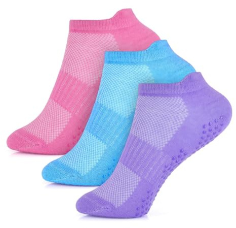 3/6 pares de calcetines de algodón para niñas, negro/rosa/morado/verde azulado, soporte de arco y lengüeta de talón, deportes, transpirables, ligeros, cómodos, atlético, polietileno, ejercicio,