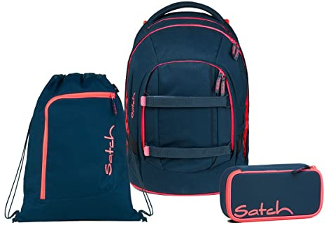 satch Pack Schulrucksack Set 3tlg. inkl. Schlamperbox und Sportbeutel (Pink Phantom)