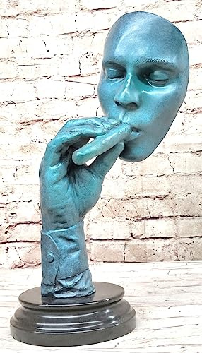 Havana Man Smoking Cigar Bronze Statue Sculpture Modern Art 15 x 8 DALI Figurine Handmade Gift Home Deal by Think Bronze