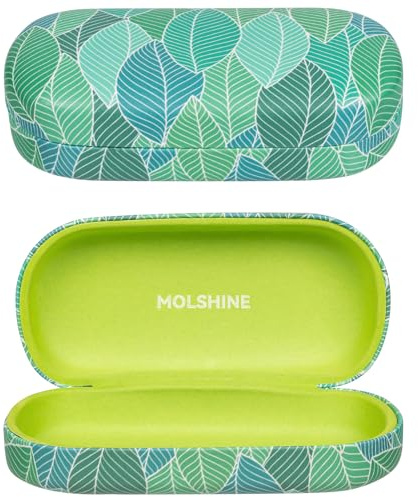 molshine Estuche rígido para gafas de sol de cuero, estuche clásico grande para anteojos para mujeres y hombres, anteojos de sol (Hojas)
