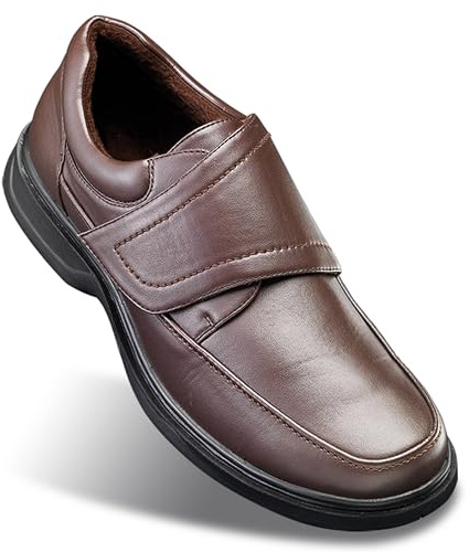 GALERIA DEL COLECCIONISTA Zapatos Elegance Confort Ancho Especial Hombre con Cierre Ajustable. Interior de Piel Transpirable, Suela Antideslizante. Plantilla Memory Foam: cómodos y cálidos.