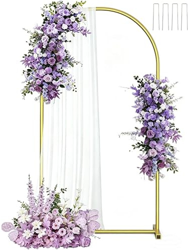 Supporto per arco nuziale da 2 m, in metallo, con arco a palloncino, supporto per compleanni, matrimoni, lauree, feste, anniversari, celebrazioni, sfondo per studio, colore oro
