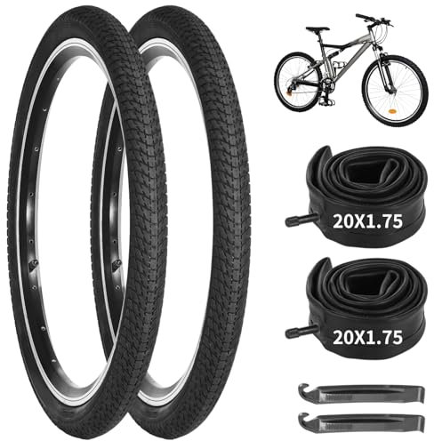 fahrradreifen 20 Zoll Reifen, 2er Reifen 20 x 1.75 Zoll mit fahrradschlauch 20 x 1.75 AV 30mm Gummireifen FahrradMantel 47-406 für BMX-räder,MTB Bike- 2er Pack
