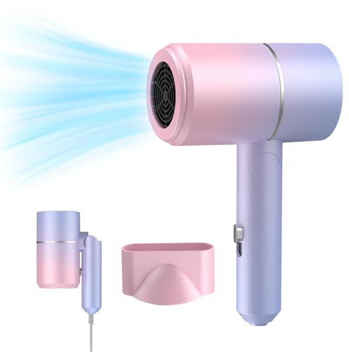 Gobesty Hair Dryer, Travel Hairdryer, Foldable Small Travel Hair Dryer, Blow Dryer with Heating and Cool Button, Fast Drying Ionic Hairdryer for Women, Men
