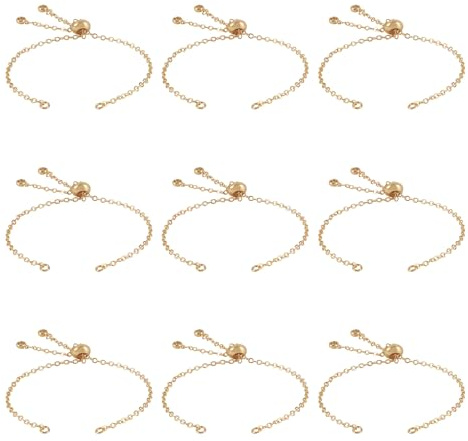 PandaHall 10 st skjutreglage i mässing halvfärdig kedja 18K guldpläterat justerbart armband med kubisk zirkonia för vänskap handledsarmband smyckestillverkning