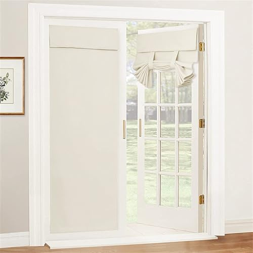 Momooda Rideau de Porte-fenêtre occultant pour Porte d'entrée, Rideau de fenêtre de Porte d'entrée Thermique Auto-adhésif occultant avec Embrasse, Passe-Tringle,1 pièce, Beige, 66x173cm