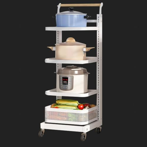 Corner Pan Stand for Floor Pot and Pan Lid Organizer Cupboard Storage Organizer Bedroom Pot Rack Shelf White 4 Shelves 3 Boards 1 Basket