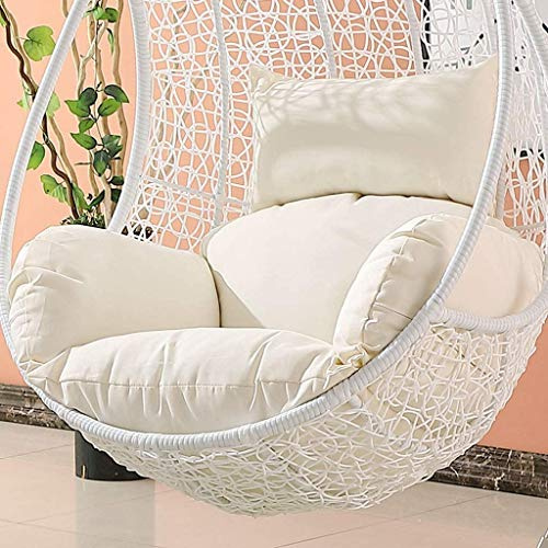 Osier Fauteuil suspendu en osier avec coussin en forme de goutte d'eau Blanc