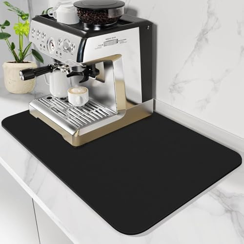 GIUSOBG Dräneringsmatta kök 60 x 50 cm absorberande matta kök super absorberande svart diskbänk matta kök matta kaffebryggare matta diskställ för kök kaffebryggare
