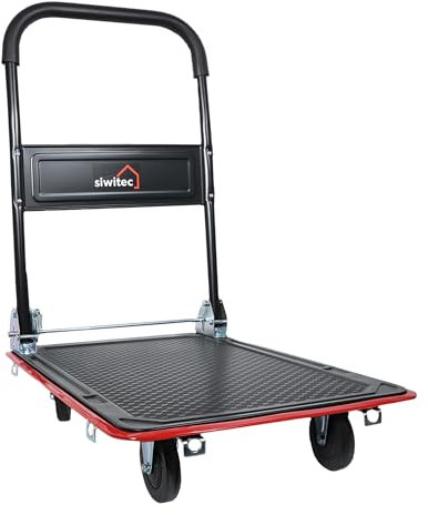 siwitec Plattformwagen, Transportwagen klappbar 150kg, inkl. Spanngurte, Rollwagen, Handwagen, Transportwagen