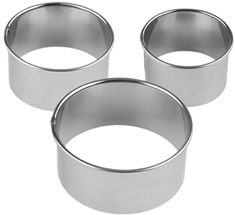 Cortadores de bolas de masa de acero inoxidable, cortadores de galletas, cortador de bollos, cortadores redondos de borde plano y estriado, cortadores de pastelería, sello de masa reutilizable para