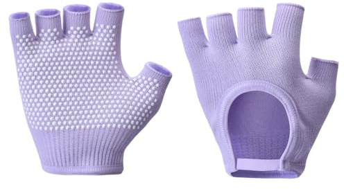 oasymala Guanti da Yoga Senza Dita Antiscivolo – Ideali per Pilates, Barre, Air Yoga e Allenamenti Fitness – Tessuto Traspirante con Maggiore Grip per Stabilità (Viola)
