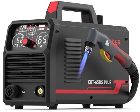 YESWELDER CUT-65DS PLUS Plasma Cutter, 65Amp 110V/220V Non-High Frequency Non-Touch Pilot Arc 4-In-1 Plate Cutting/Grid Cutting/Gouging/Marking Multifunctional Plasma Cutting Machine