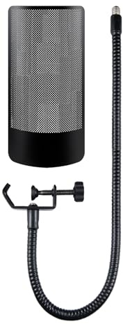 SOULWIT Filtro anti-pop Shield per Microfono per HyperX QuadCast/S/2/2S, Copertura in Schiuma per microfono con Parabrezza in Metallo per la maggior parte dei Supporti Antiurto HyperX - Nero