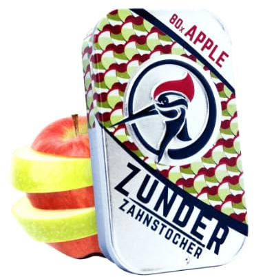HeartGlobal Zunder tandpetare med smak – 80 stycken i snygg låda eller väska – aromatiserad tandpetare i olika sorter – perfekt för munvård och för vänjning (Apple)