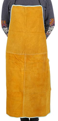 Tablier de soudage en cuir de vache de qualité supérieure - 65 x 90 cm - Résistant à la chaleur et ignifuge - Pour soudage, travail des métaux et menuiserie - Équipement de protection robuste pour
