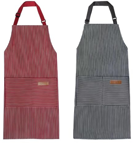 SLIAXINT 2 Pack Delantal de cocina para mujer con bolsillos, ajustable