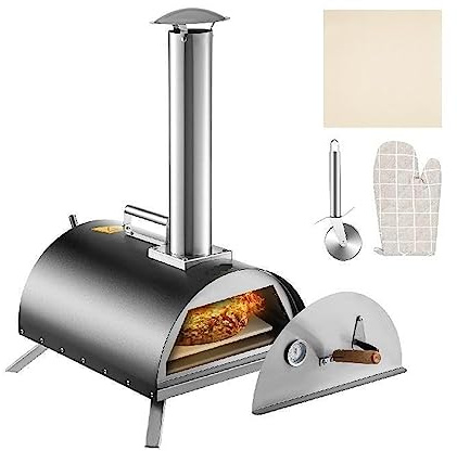 Pizzaugn i rostfritt stål 12 vedeldad ugn med matningsport Bärbar pizzabryggare for träpall for matlagning utomhus