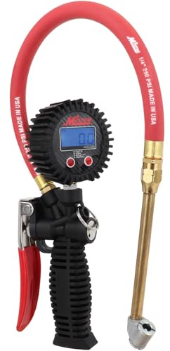 Milton Pro Digital Tire Pressure Gauge S-576D, Classic Dual Head Chuck, Pistol Grip Handle, Easy to Read 0.1 Display, 255 PSI Max Pressure, 15 Inch Hose, 1/4 NPT (PSI, kPa, Bar, and kg/cm2)
