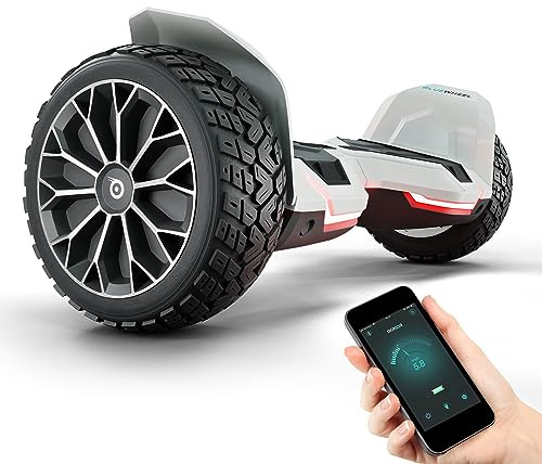 BLUEWHEEL - Gyropode Premium Off-Road HX510 - Hoverboard Tout Terrain À 2 Moteurs 700W - 12km/h - Roues Anti Crevaison 8,5 - Fonction Auto Equilibrage - Autonomie 20km - Bluetooth - Blanc