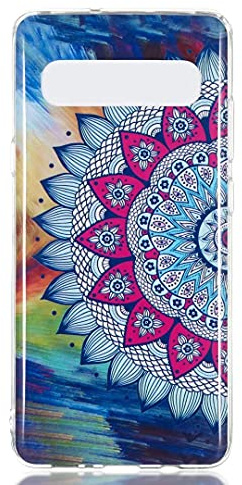 DasKAn Leuchtend Silikon Hülle für Samsung Galaxy S10,Fluoreszierend Licht im Dunkeln Mandala Blumen Bunt Muster Ultra Dünn Weich Gummi Rückseite Handytasche Stoßfest Flexibel TPU Schutzhülle,#6