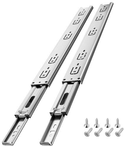 Aolisheng, guide per cassetti con cuscinetti a sfera in metallo, 400 mm, materiale in acciaio inox, capacità di carico: 45 kg (1 coppia), argento