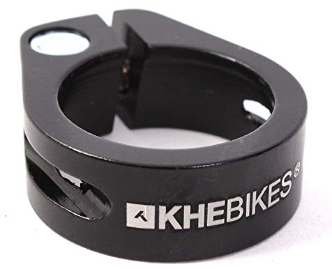 KHEbikes BMX Sattelklemme 28,6mm 7005 Aluminium schwarz eloxiert 28g Laserlogo