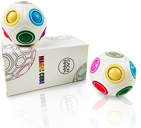 EACHHAHA 2 Stück Original-Regenbogenball Set,Magic Rainbow Ball,Geschicklichkeitsspiel für Kinder und Erwachsene,Entwicklungsspielzeug für Mädchen & Jungen,3D Puzzle & Raumdenken fördern-Weiß
